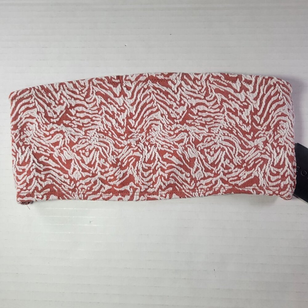 South Beach Women Printed Coral & White Bandeau Bikini Top Size 6
